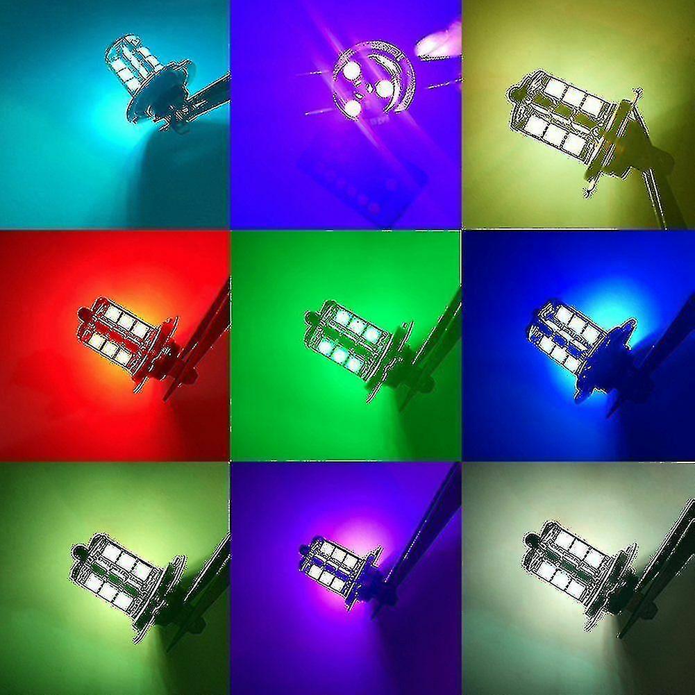 Rgb Car Led Fog Light Bulbs + Remote Control