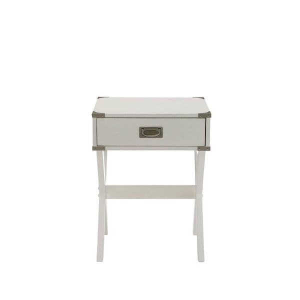 Modern Style Babs End Table with 1 Drawer， Wooden Top w/Metal Corners