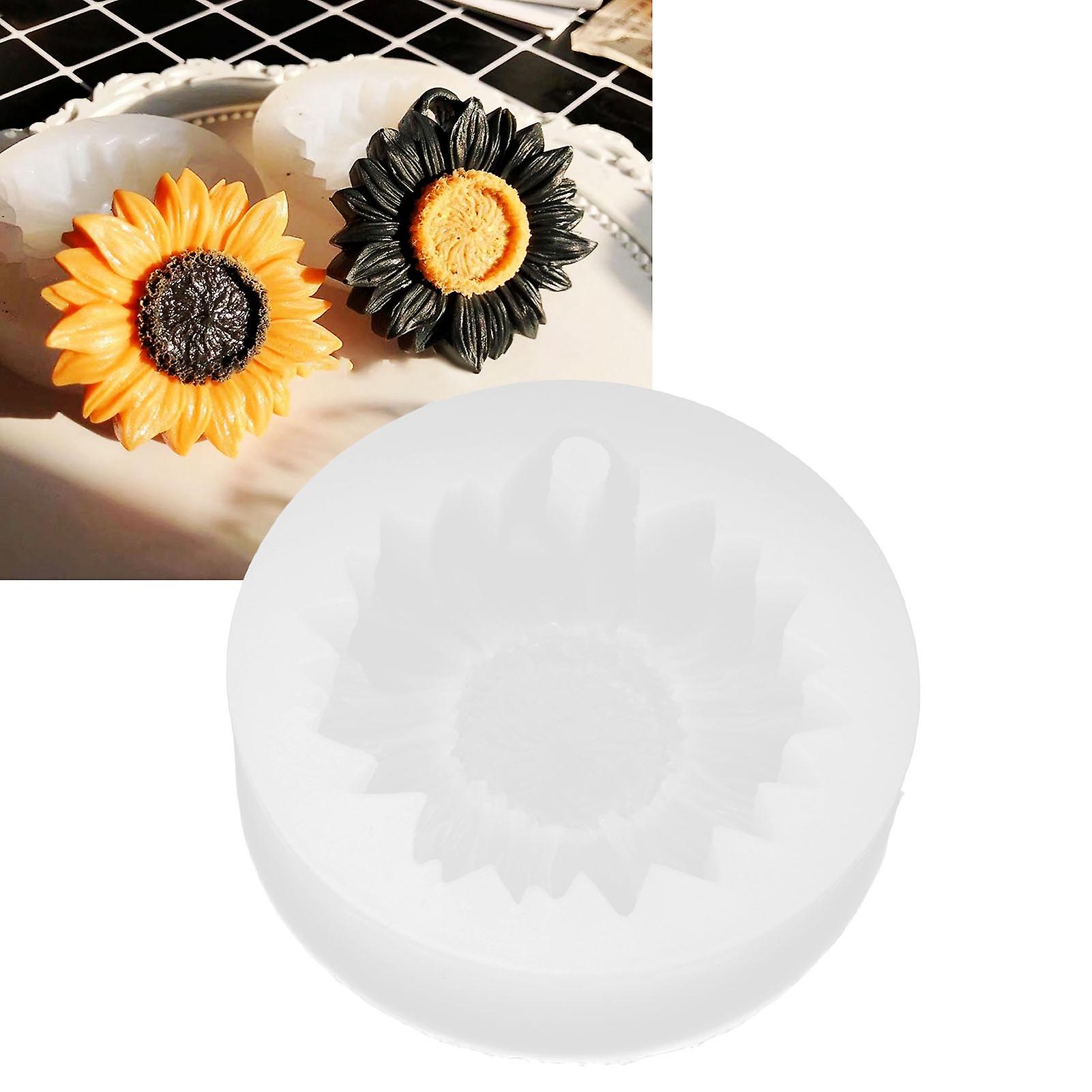 Silicone Sunflower Mold， Fondant Molds Flower Fondant Cake Baking Molds Sunflower Flowers Molds For Cake Topper Decoration[white With Holes]