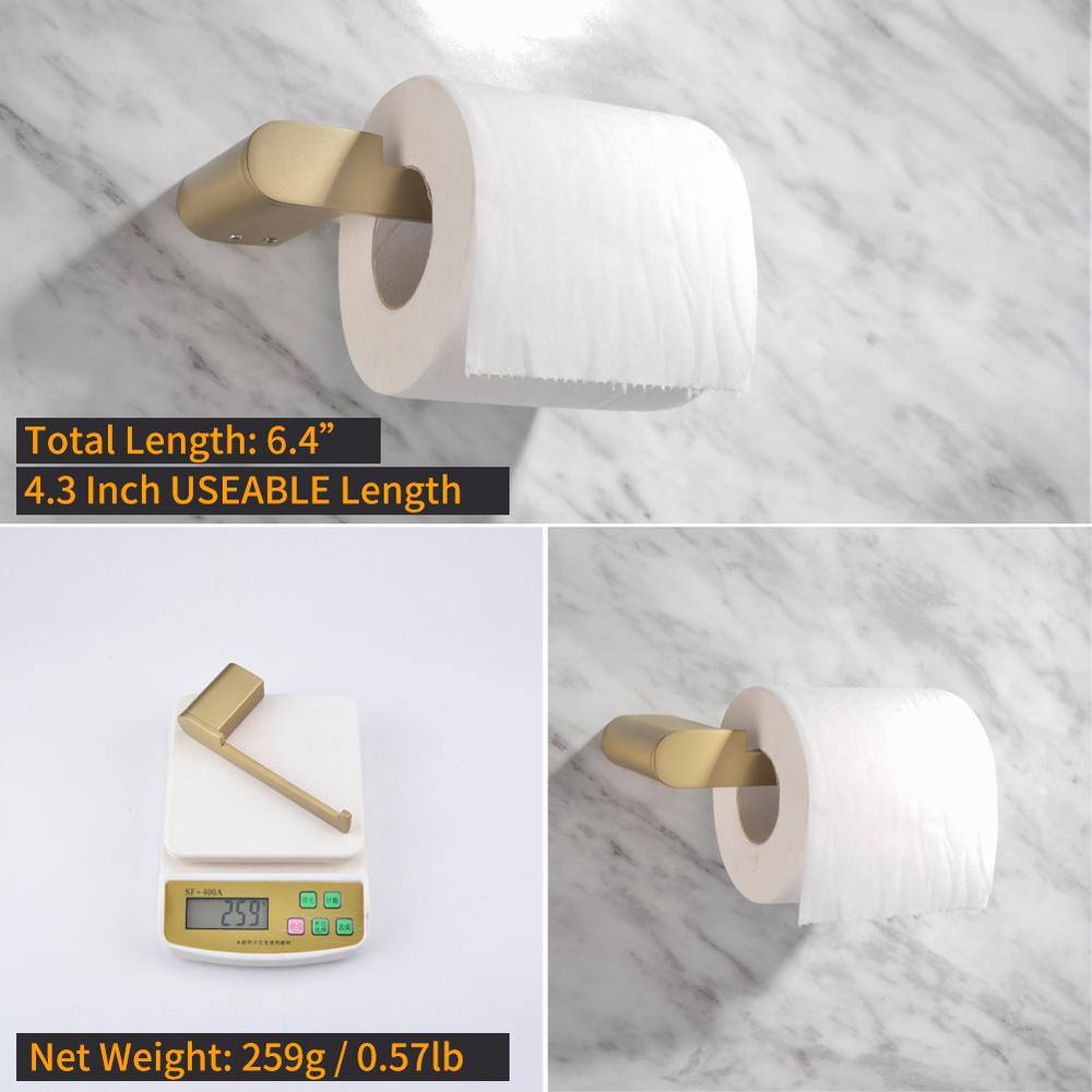 Aurora Decor 4-Piece Bathroom Set with Towel Bar Towel Robe Hook Toilet Roll Paper Holder and Hand Tower Holder in Brushed Gold CFSMDH2637BG