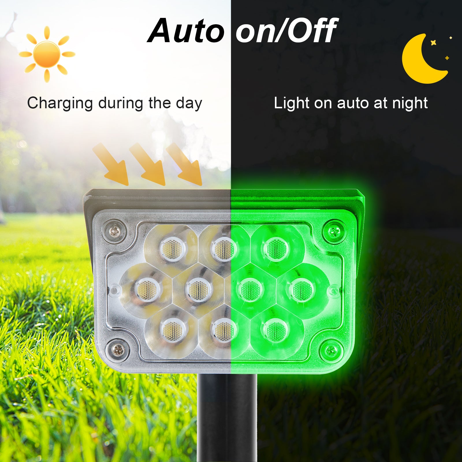 T-SUN Solar Spot Lights Garden Light IP65 Super Bright Landscape Wall Lights(Green)