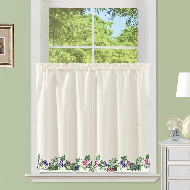 Collections Etc Vineyard Embroidered Curtains