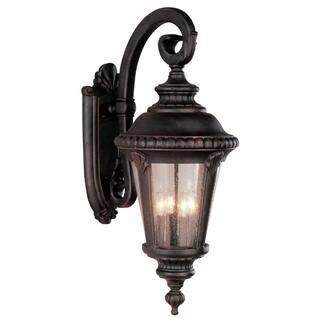 Bel Air Lighting Commons 4-Light Rust Lantern Outdoor Wall Light Fixture with Seeded Glass 5045 RT