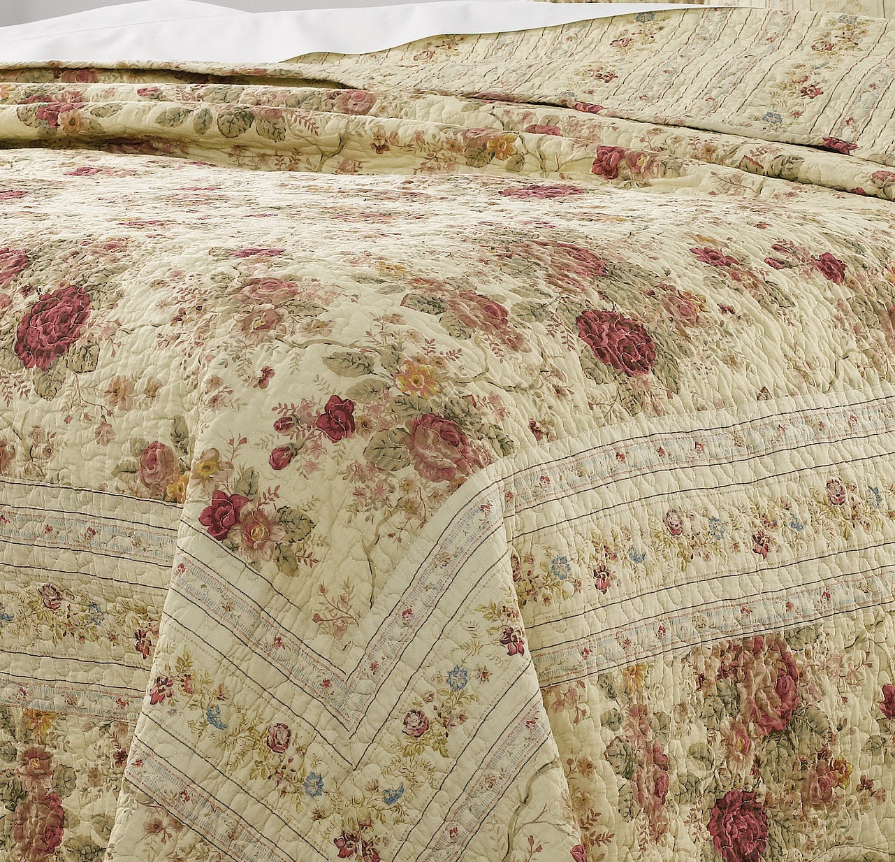 Greenland Home Fashions Antique Rose 100% Cotton Quilt Set with Coordinating Pillows， 5-Piece King/Cal King