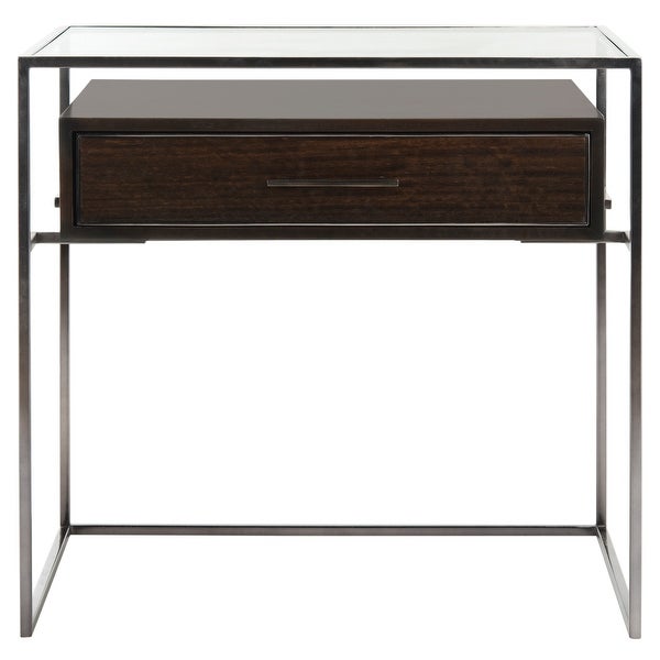 SAFAVIEH Couture High Line Collection Modern Caelan Glass Brown Accent Table - 23.5