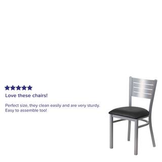 Flash Furniture Hercules Series Silver Slat Back Metal Restaurant Chair with Black Vinyl Seat XUDG60401BKV