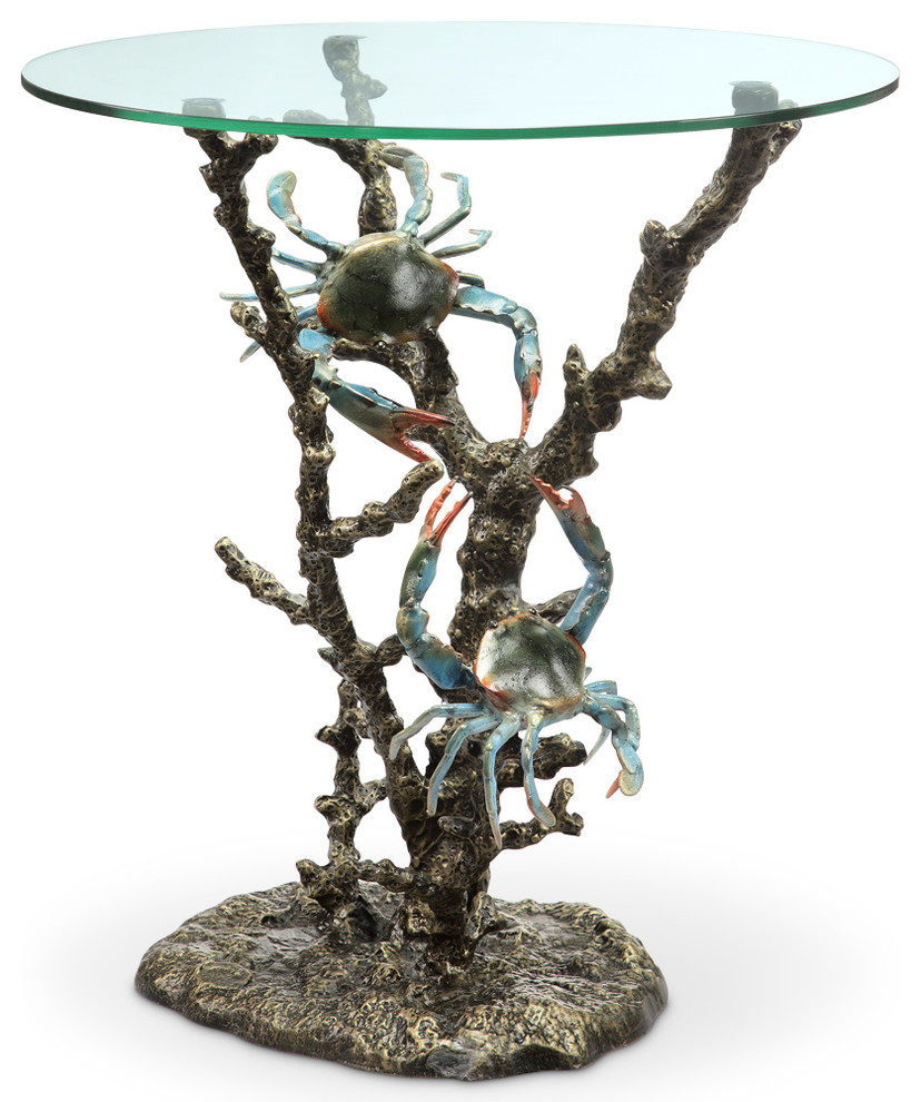 Crabs  ampCoral End Table   Beach Style   Side Tables And End Tables   by SPI  Houzz