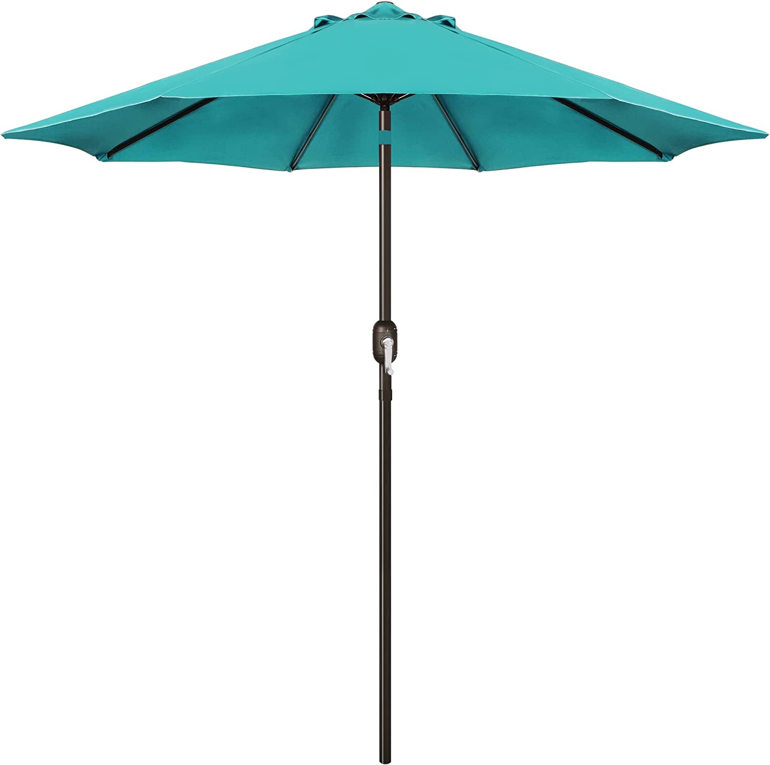 9' Outdoor Market Patio Umbrella with Push Button Tilt and Crank, 8 Ribs (Tan)