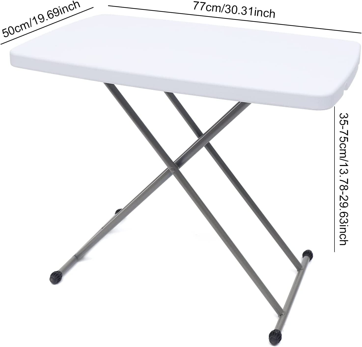 Miumaeov 30x20" Square Plastic Folding Card Table Lifting Desk Height Adjustable White