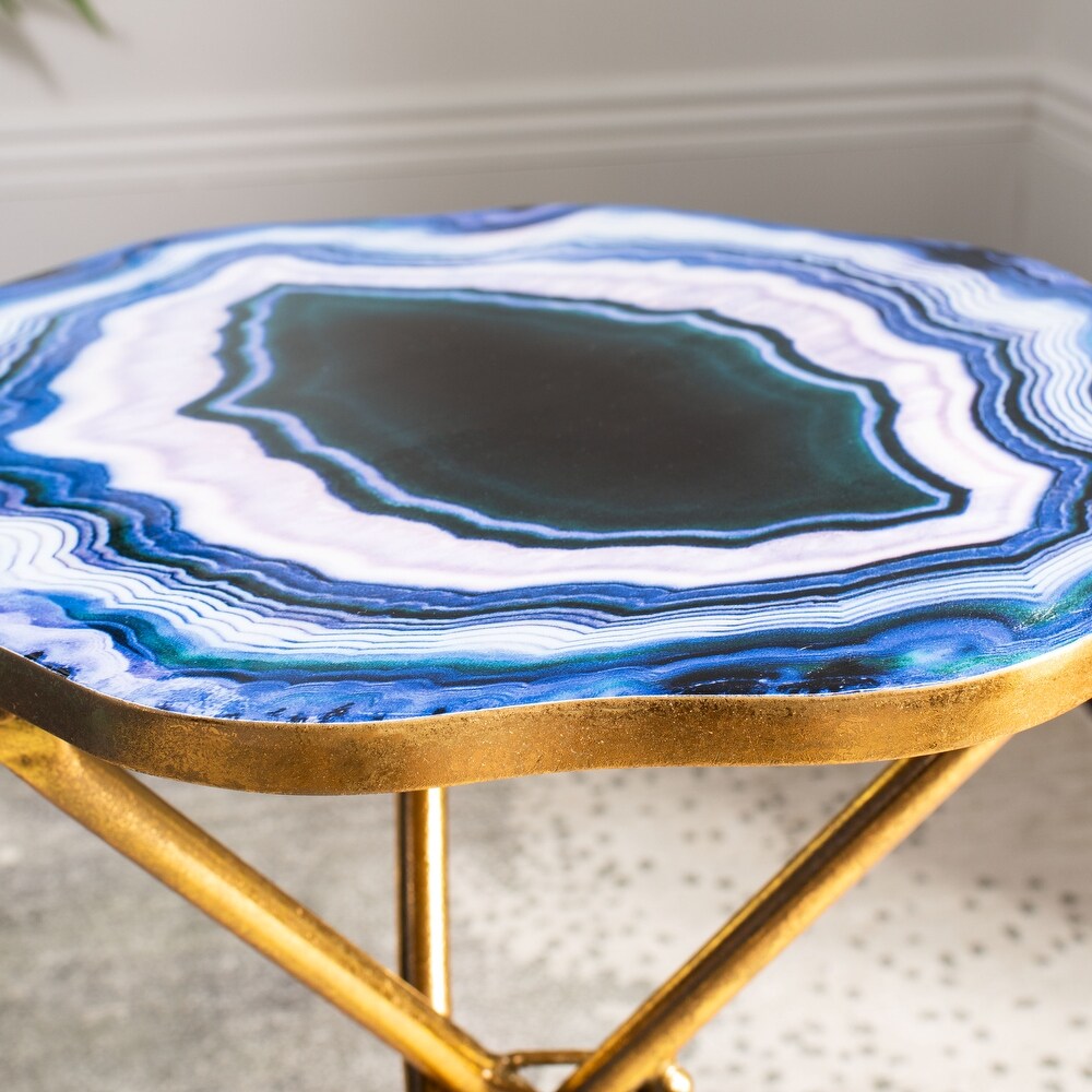 SAFAVIEH Celeste Faux Agate Side Table   15.5\