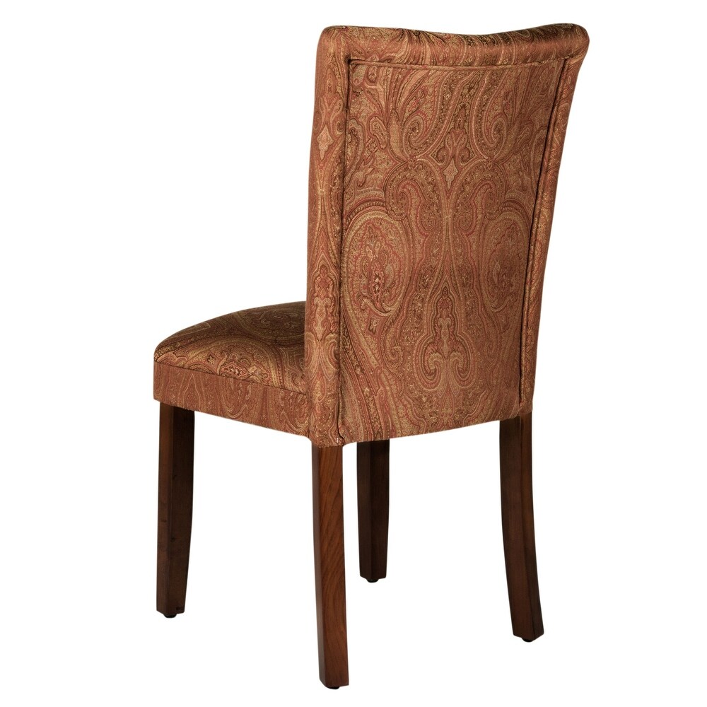 HomePop Parsons Red/Gold Damask Dining Chair