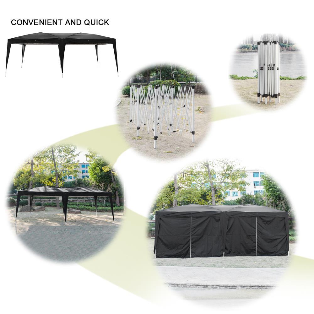 GoDecor 10'x 20' Pop Up Canopy Wedding Party Tent Outdoor Folding Gazebo Shade-6 Sides Black