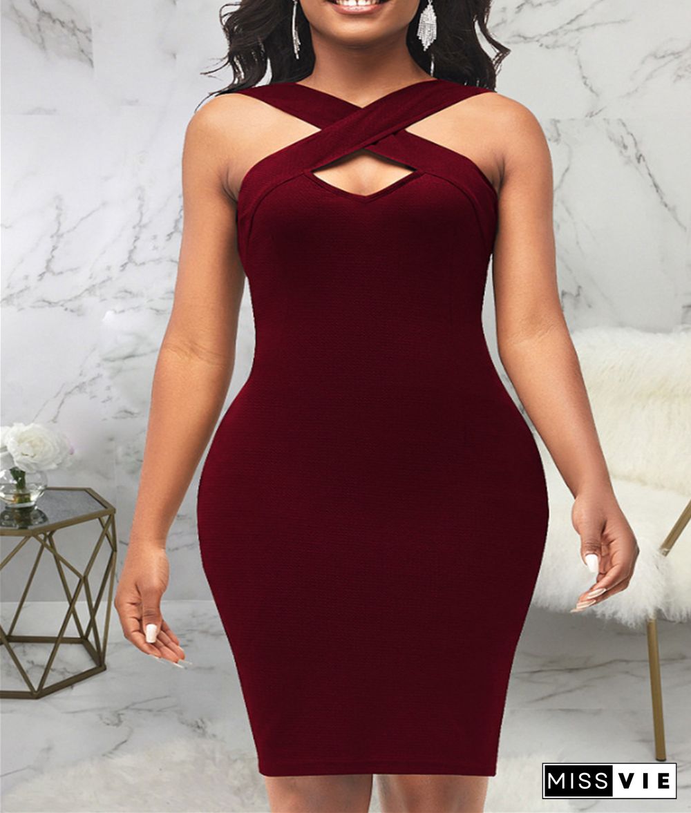 Solid Color Sleeveless Casual Bodycon Tank Dress