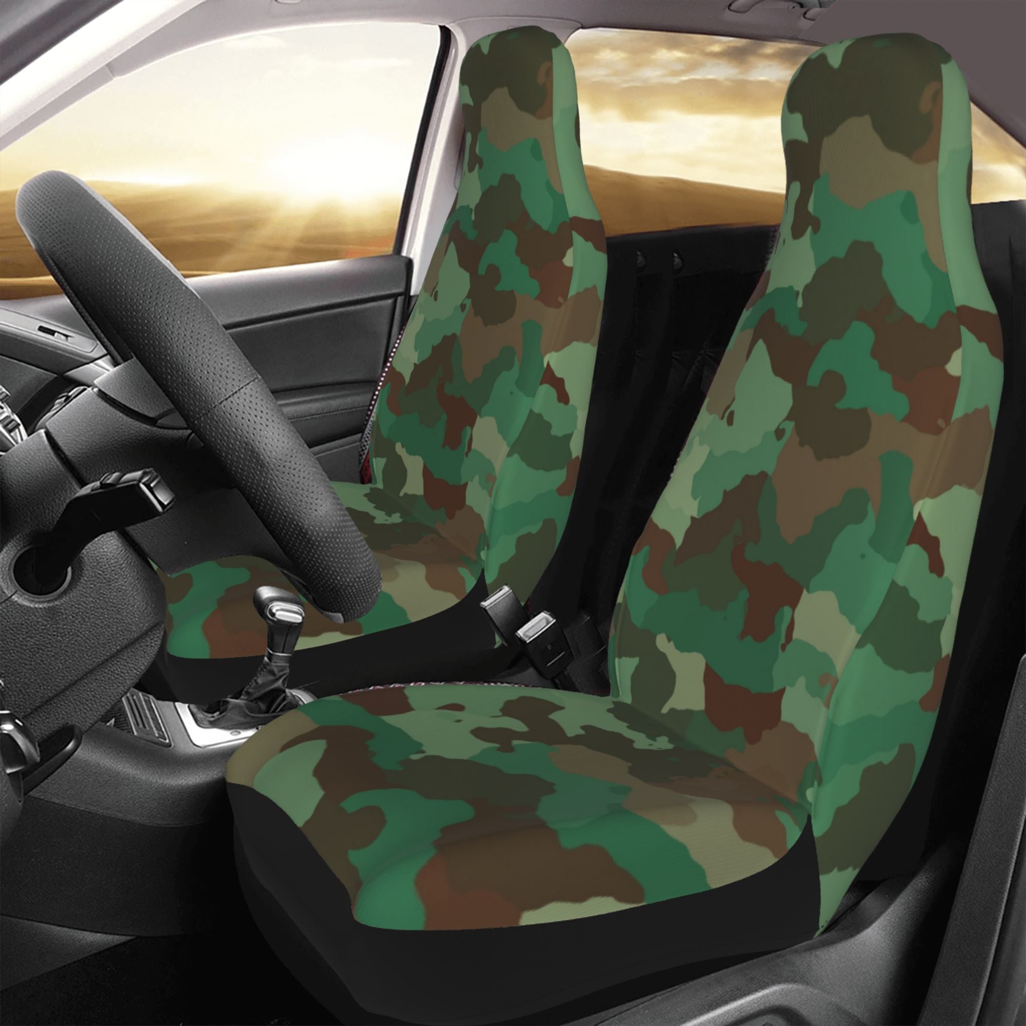 ZICANCN Car Seat Cover Green Camouflage Car Front Seat Covers Protectors ， Automotive Seat Covers for Cars Trucks Suv