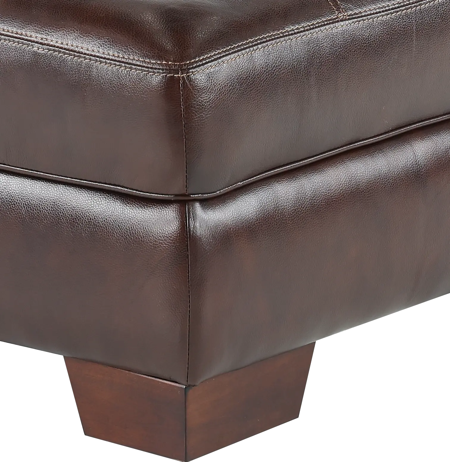 Amarillo Walnut Brown Leather Ottoman