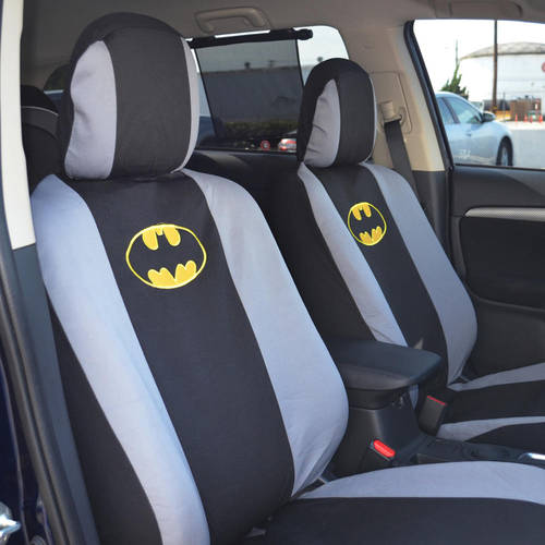 BDK Batman Car Seat Covers with Rubber Floor Mats， Trimmable Floor Liners with Durable Seat Protectors