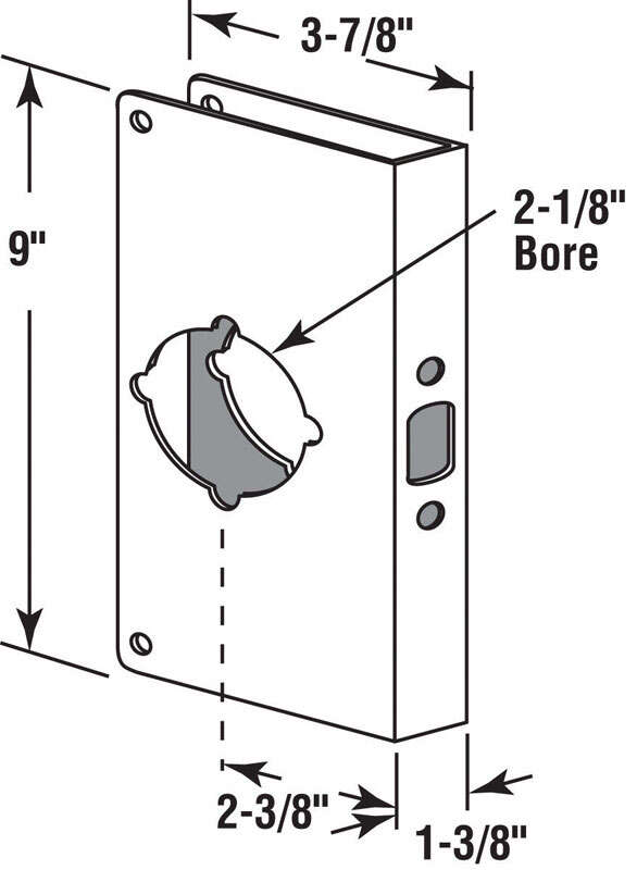 Prime-Line 9 in. H X 3.875 in. L Brass-Plated Brass Door Reinforcer