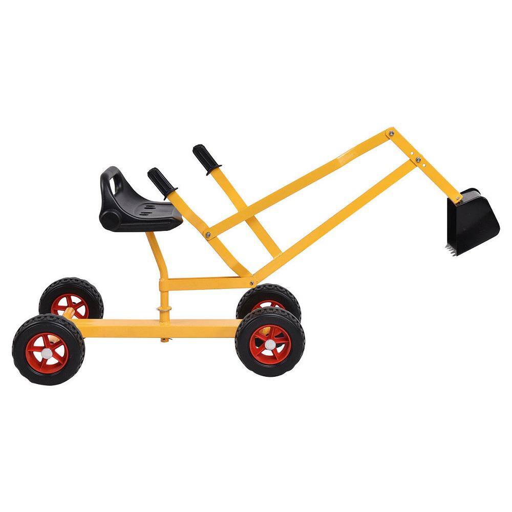 HONEY JOY Steel Frame Kid Ride-on Sand Digger Heavy-Duty Digging Scooper 4-wheel Toy Excavator TOPB001505