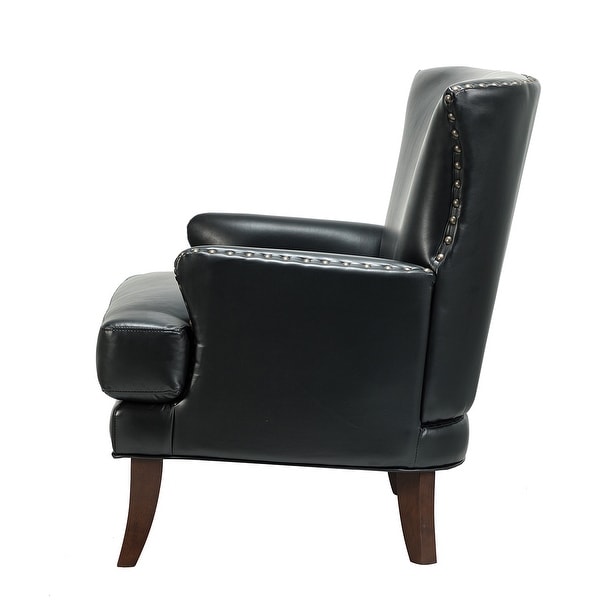 Anatole Modern Leather Wingback Arm Chair with Nailhead Trim by HULALA HOME