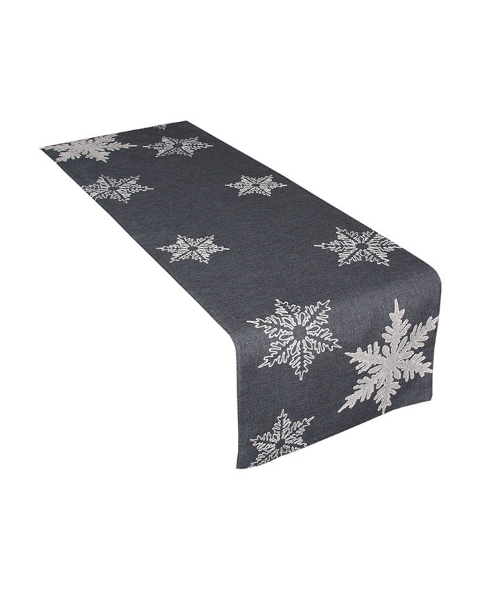 Xia Home Fashions Glisten Snowflake Embroidered Christmas Table Runner 16 x 70