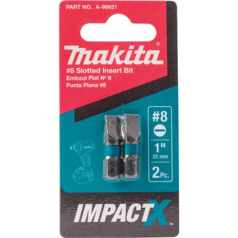 Makita Impact X #8 Slotted 1 Insert Bit 2/pk A-96621 from Makita