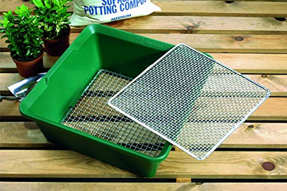 Tierra Garden GP104 2-in-1 Galvanized Woven Wire Garden Sieve, Soil Sifting Pan