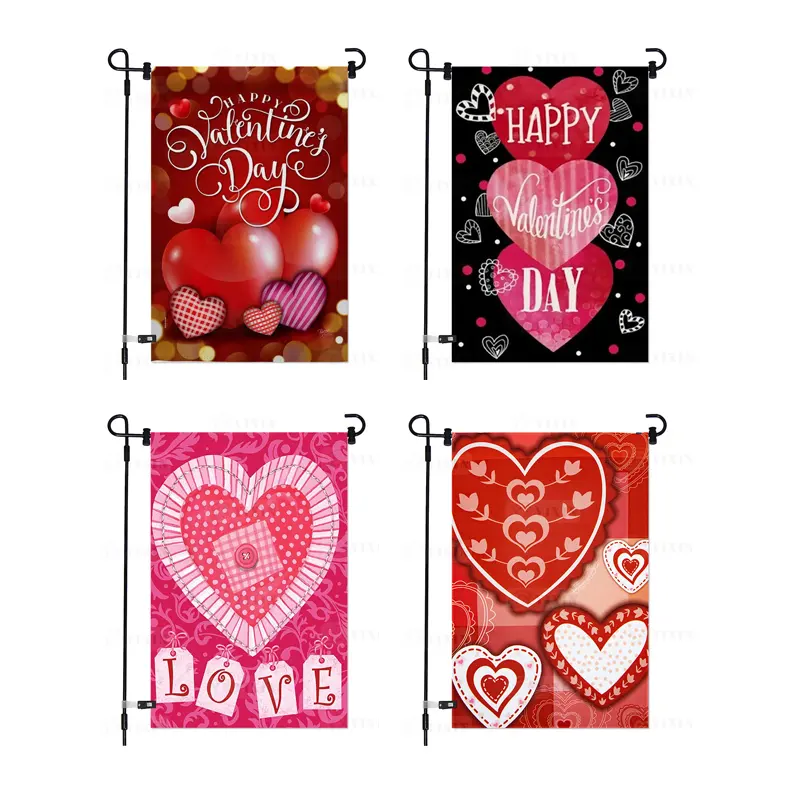 Customized polyester sublimation yard garden banner Outdoor Valentine's Day happy decoration supplies Valentine's Day garden ban