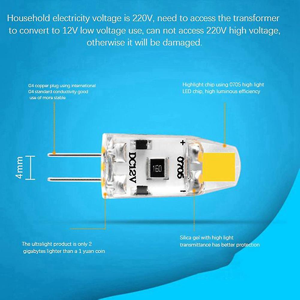 12pcs G4 Led Bulb 12v Dc Dimmable Cob Led G4 Bulb 1.5w 360 Beam Angle To Replace 15w Halogen Lamp (