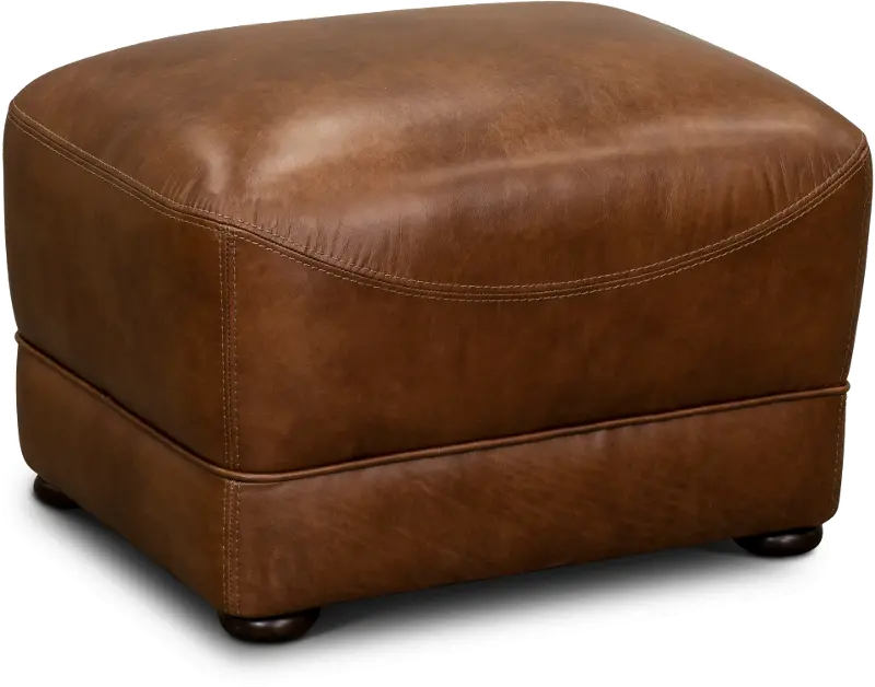 St. James Chestnut Brown Leather Ottoman