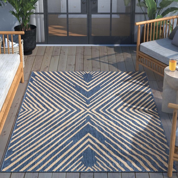 Well Woven Kesia Indoor Outdoorflat Weave Pile Chevron Stripes Geometric Area Rug