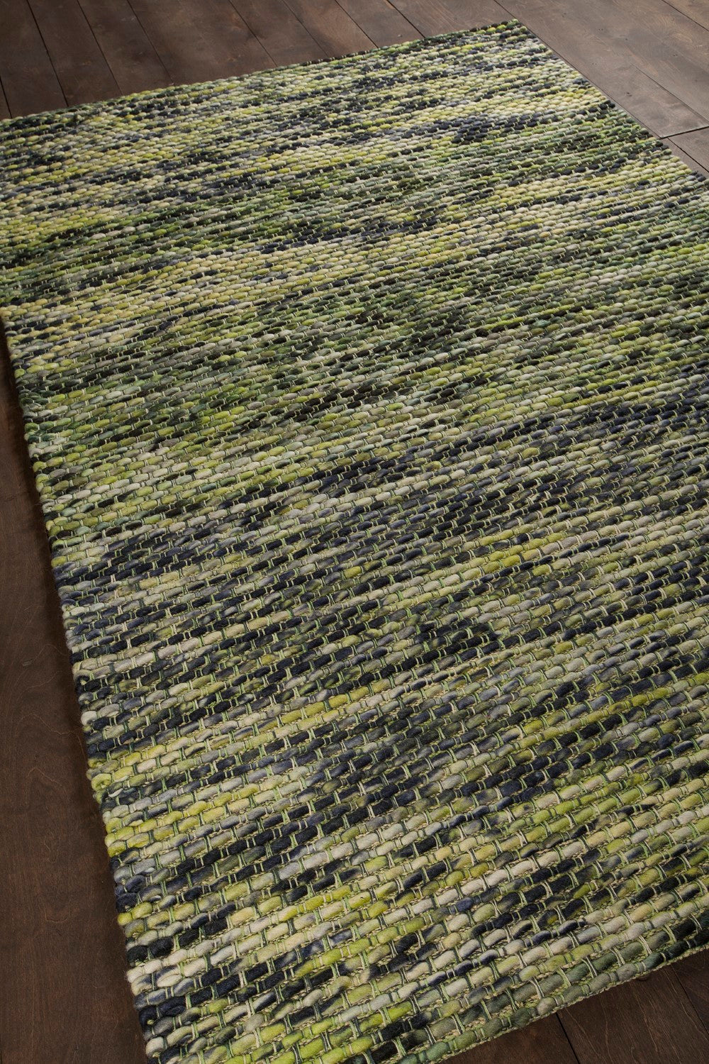 Argos Cream/Green Hand Woven Wool Rug