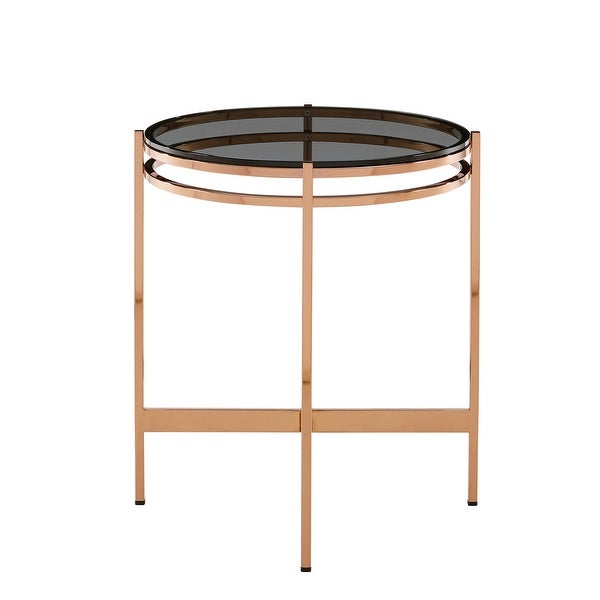 Modrest Bradford Modern Smoked Glass and Rosegold Small End Table