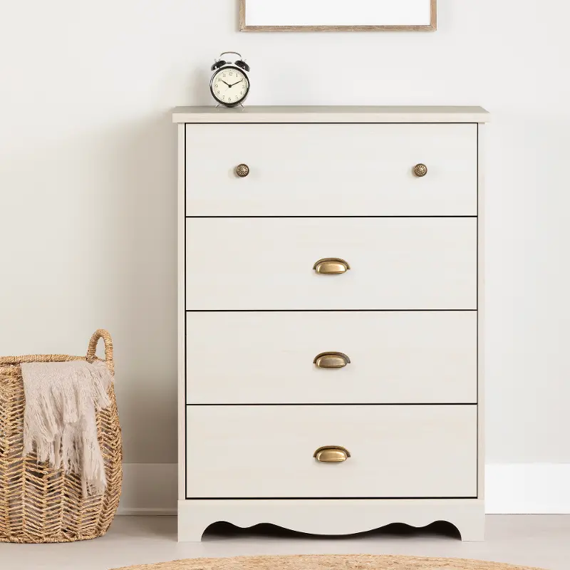 Lyara White Wash 4-Drawer Chest - South Shore