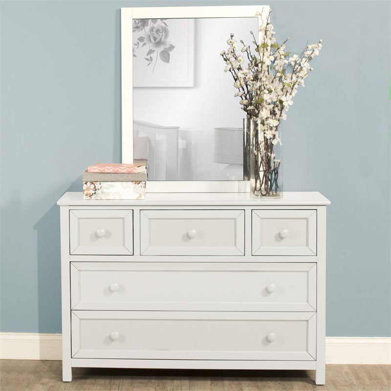 Hillsdale Schoolhouse 4.0 Contemporary Wood Dresser and Mirror in White