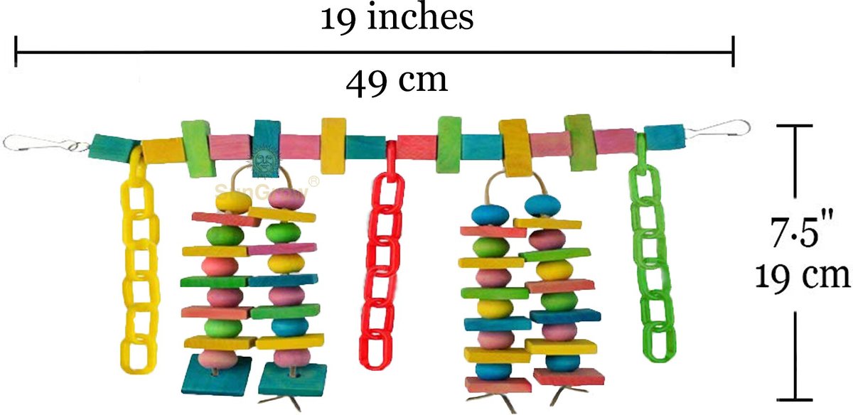 SunGrow Large Hammock Swing for Parrot and Cockatiel， Bridge Blocks Bird Toy