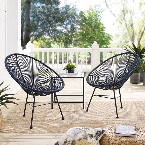 Corvus Sarcelles Acapulco Modern Wicker Bistro Chairs(Set of 2)