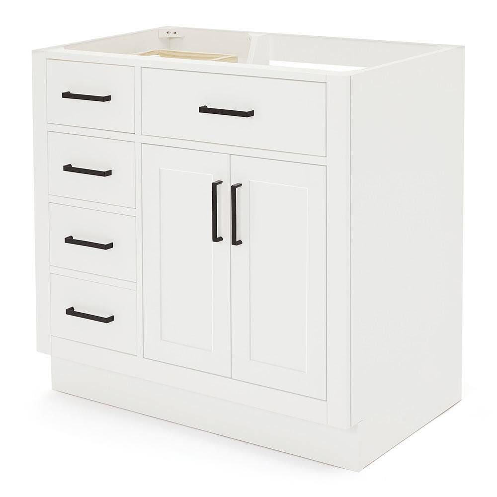 ARIEL Hepburn 36 in. W x 21.5 in. D x 34.5 in. H Bath Vanity Cabinet without Top in White T036S-R-BC-WHT