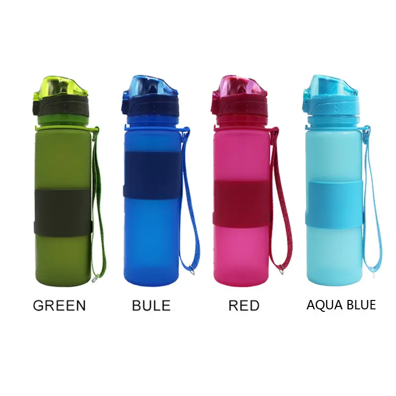 Custom Logo 500ml BPA Free Silicone Collapsible Drinking Water Bottle For Sports Outdoor