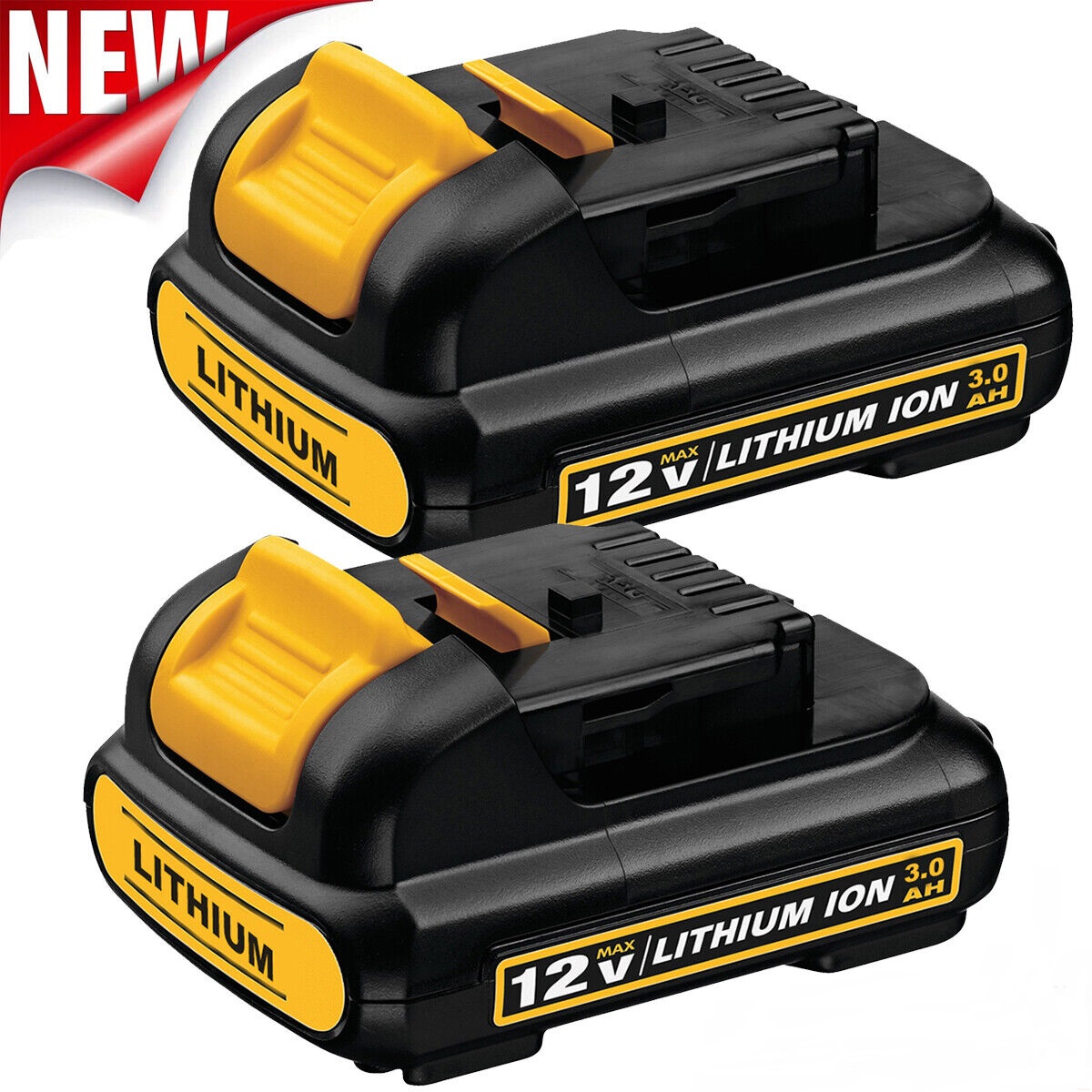 2Pack 12v 3.0Ah 12 Volt XR Max Lithium Battery for DW DCB127-2 DCB120 DCB121