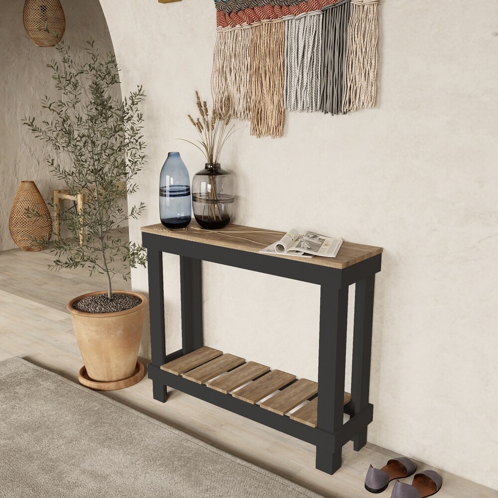 Farmhouse Rustic Wood Small Entryway Sofa Table