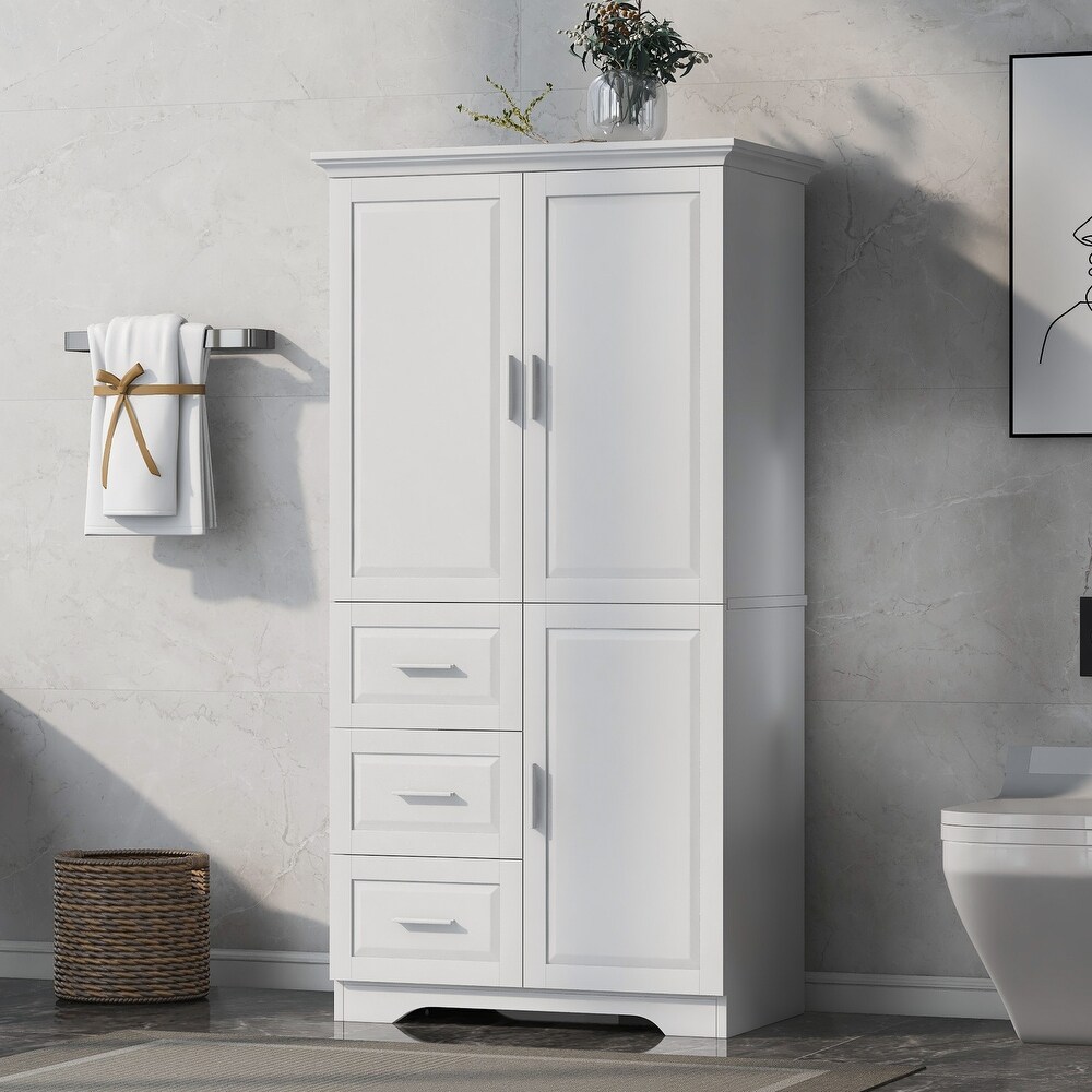 Tall and Wide Storage Cabinet with Doors for Bathroom