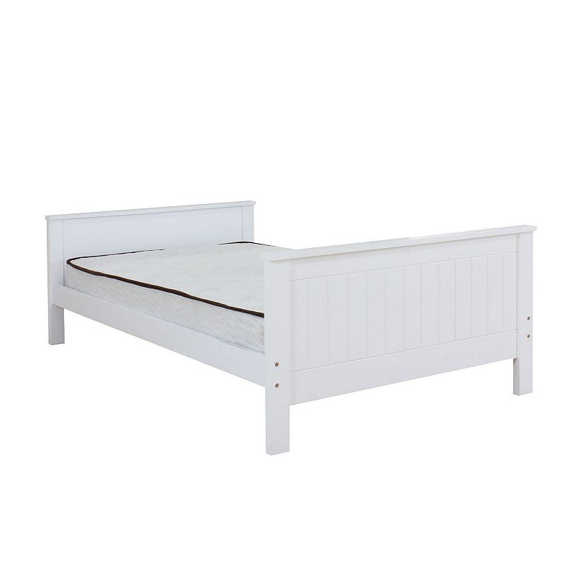 Transitional Style Wooden Twin Panel Bed， White