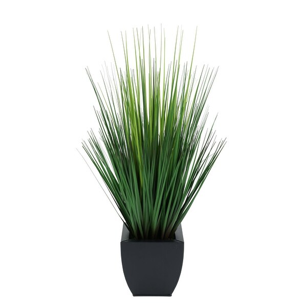 Faux PVC Grass in Tapered Zinc Planter