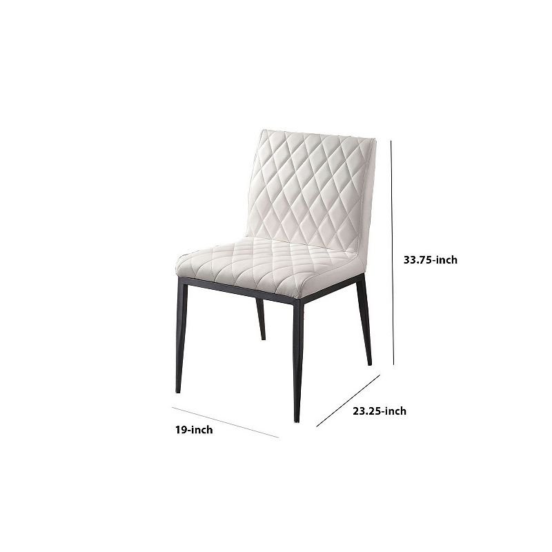 Leatherette Side Chairs with Diamond Stitching， Set of 2， White