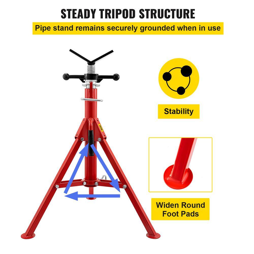 VEVOR V Head Pipe Stand 18 in. to 12 in. Capacity Adjustable Height 24 in. to 42 in. Pipe Jack Stands 2500 lbs. Load Capacity GJ1107BGJ-VX00001V0