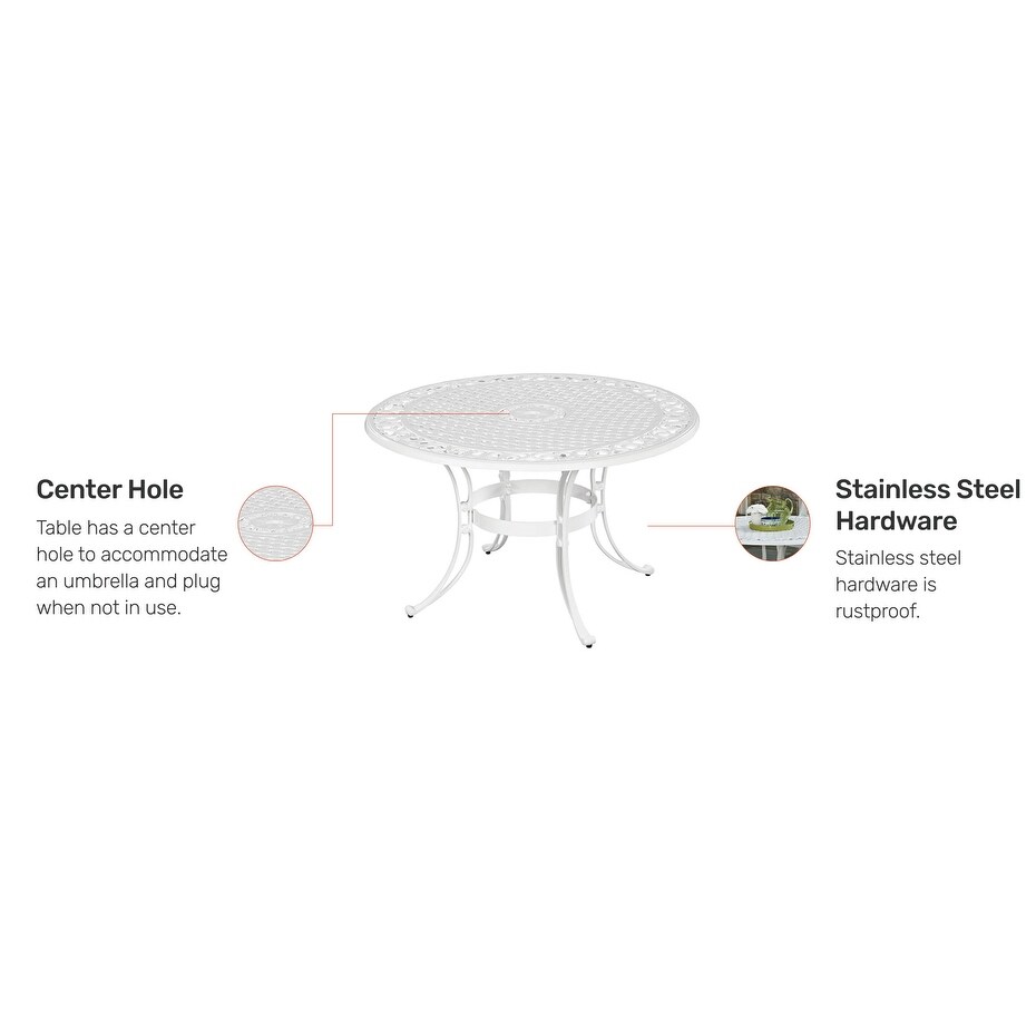 Homestyles Sanibel White Aluminum Outdoor Dining Table   42\