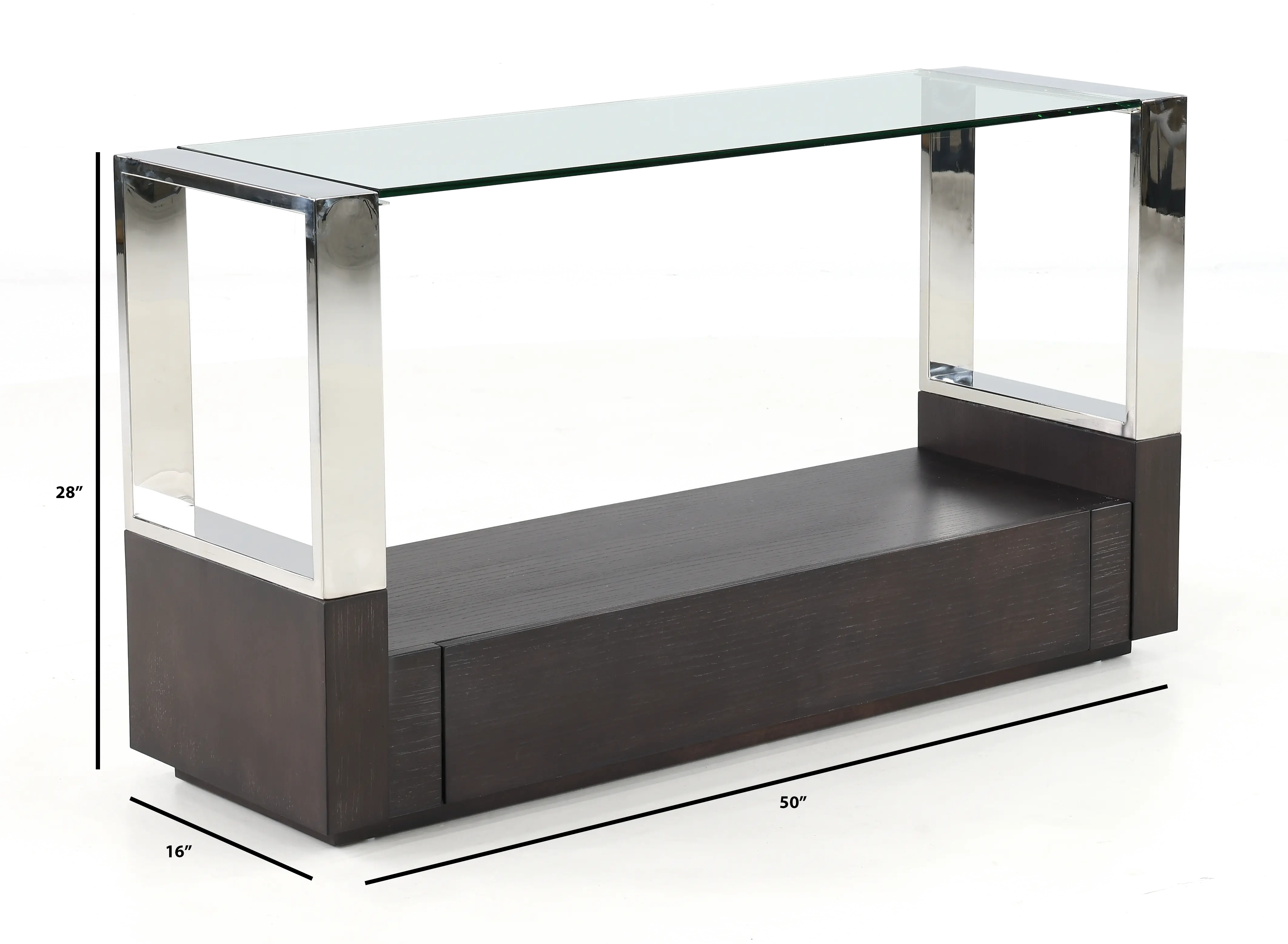 Revere Graphite and Chrome Glass Top Sofa Table