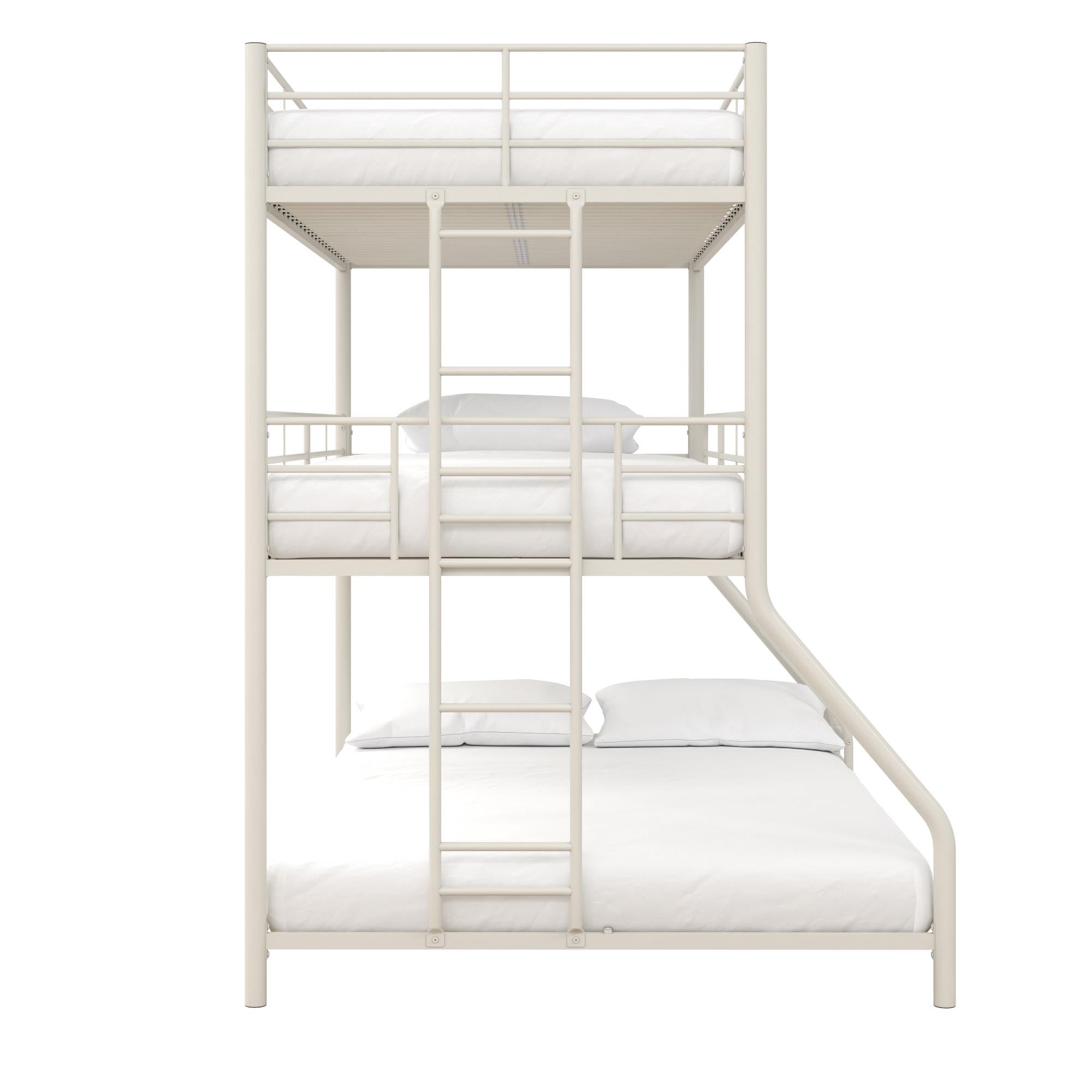 DHP Everleigh Triple Metal Bunk Bed, Twin/Twin/Full, Bed for Kids, Off White