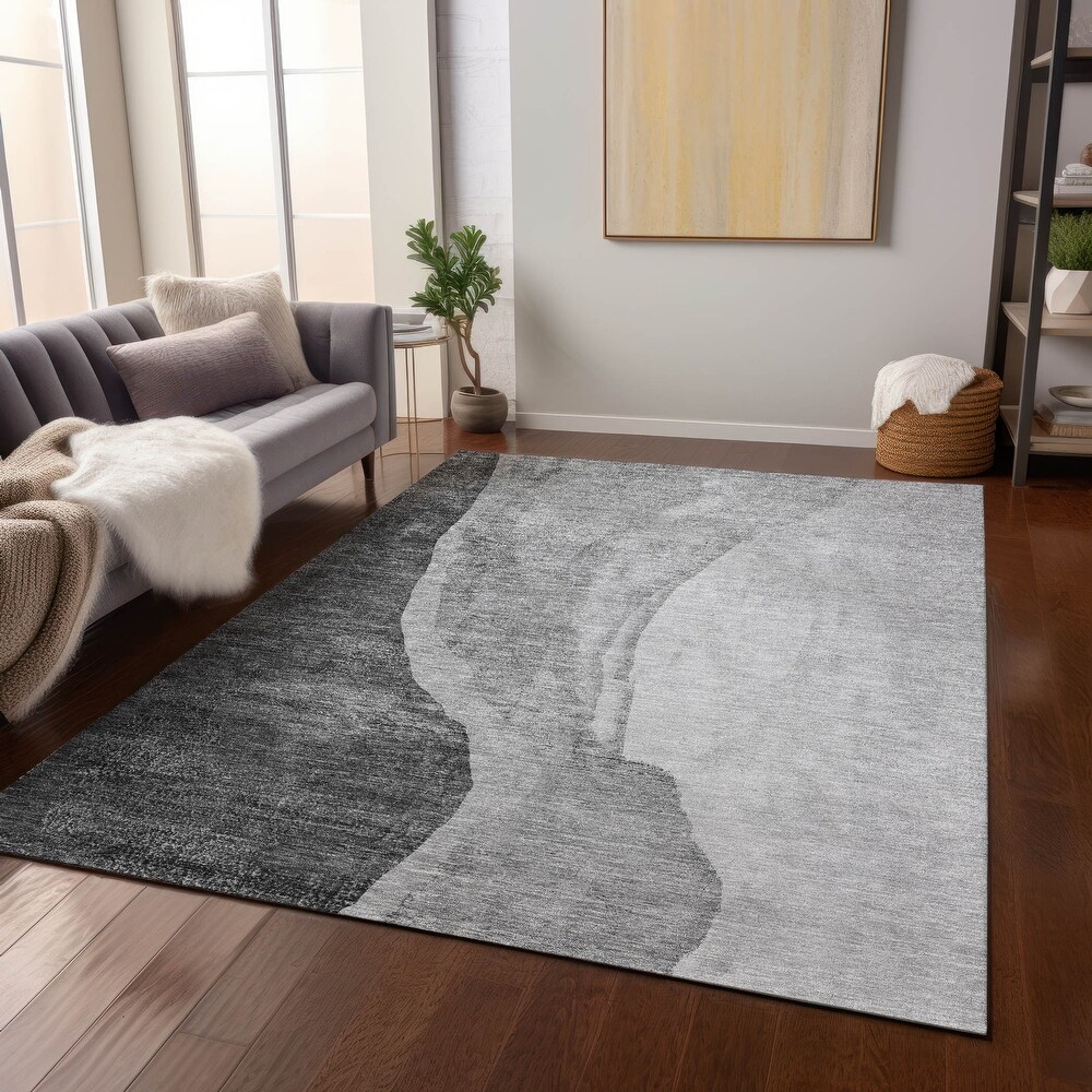 Machine Washable Indoor/ Outdoor Chantille Modern Abstract Rug