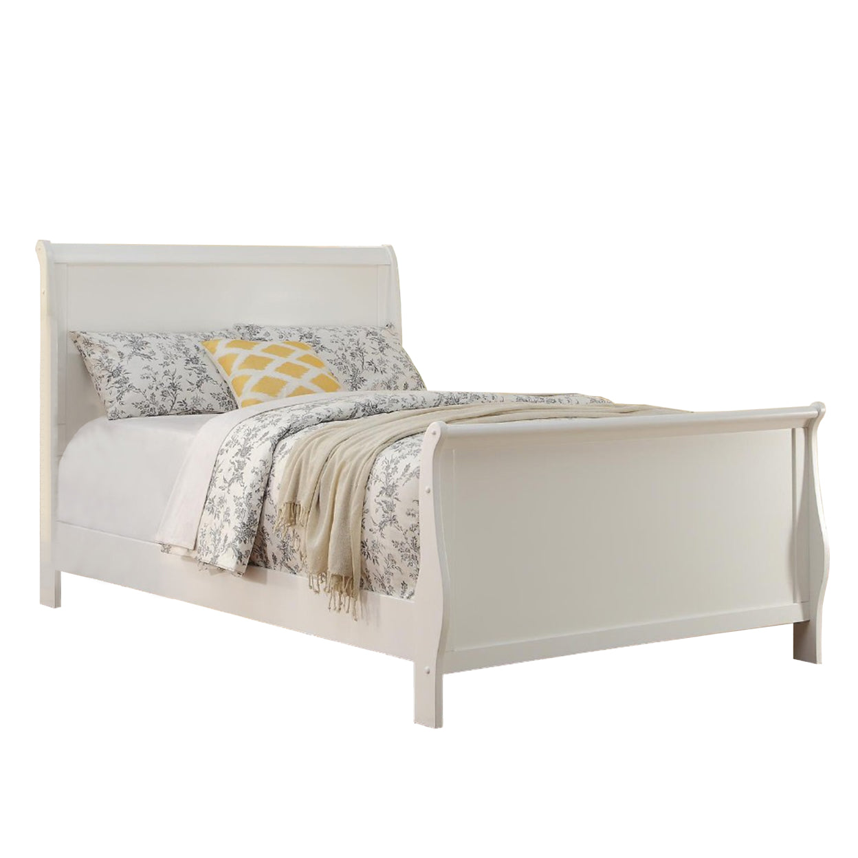 Spellbinding Clean Wooden Twin Bed, White- Saltoro Sherpi